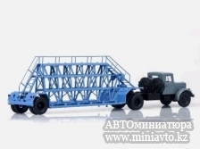 Автоминиатюра модели - МАЗ-200В с п/п панелевоз НАМИ-790, серый/голубой Автоистория 